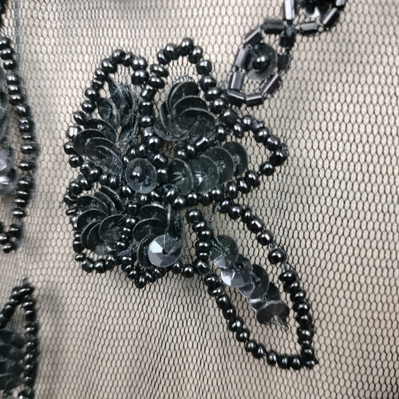 NWOT Pisarro Nights Beaded Sequin Overlay Black and Nude Dress Sz. 6 - Picture 10 of 14